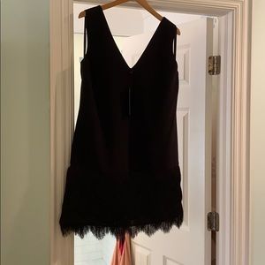 Deep V fringe bottom shift dress NWT